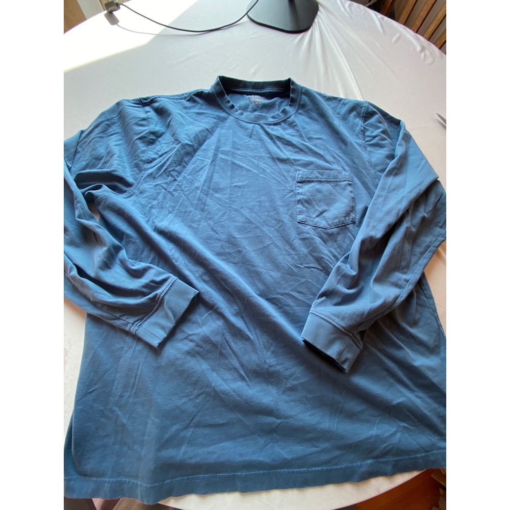 LL Bean Mens Long Sleeve Pocket T-Shirt Blue Traditional Fit Cotton 240601 Large